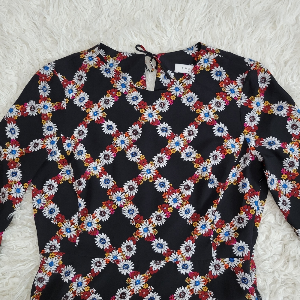 Sandro Paris Rony Silk Floral Dress Sz 1 - Picture 6 of 12